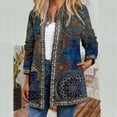 thumbnail image 2 of Ichuanyi Womens Tops Summer Women's Ethnic Jacket O-Neck Full Sleeve Cardigan Vintage Print Lightweight Coat, 2 of 3