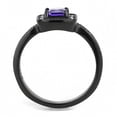 thumbnail image 2 of IP Black(Ion Plating) Stainless Steel Ring with AAA Grade CZ in Tanzanite for Women Tanzanite Stone Color Style TK3450 Size 7, 2 of 3