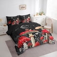 thumbnail image 3 of jejeloiu Red Mushroom 7pcs Bedding Comforter Set,Rustic Fungus Plants Queen Bedding Sets,White Flowers Daisy Queen Sheet Sets For Girls Kids,Ultra Soft Home Decor Reversible, 3 of 8