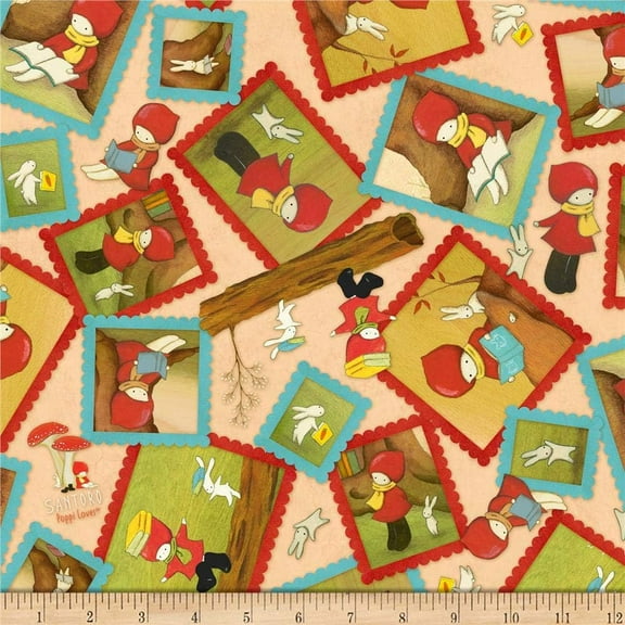 Quilting Treasures Quilt Fabrics Santoro Poppi Loves Reading Together Poppi Loves Framed Character Light Tan 100% Cotton Fabric sold by the yard
