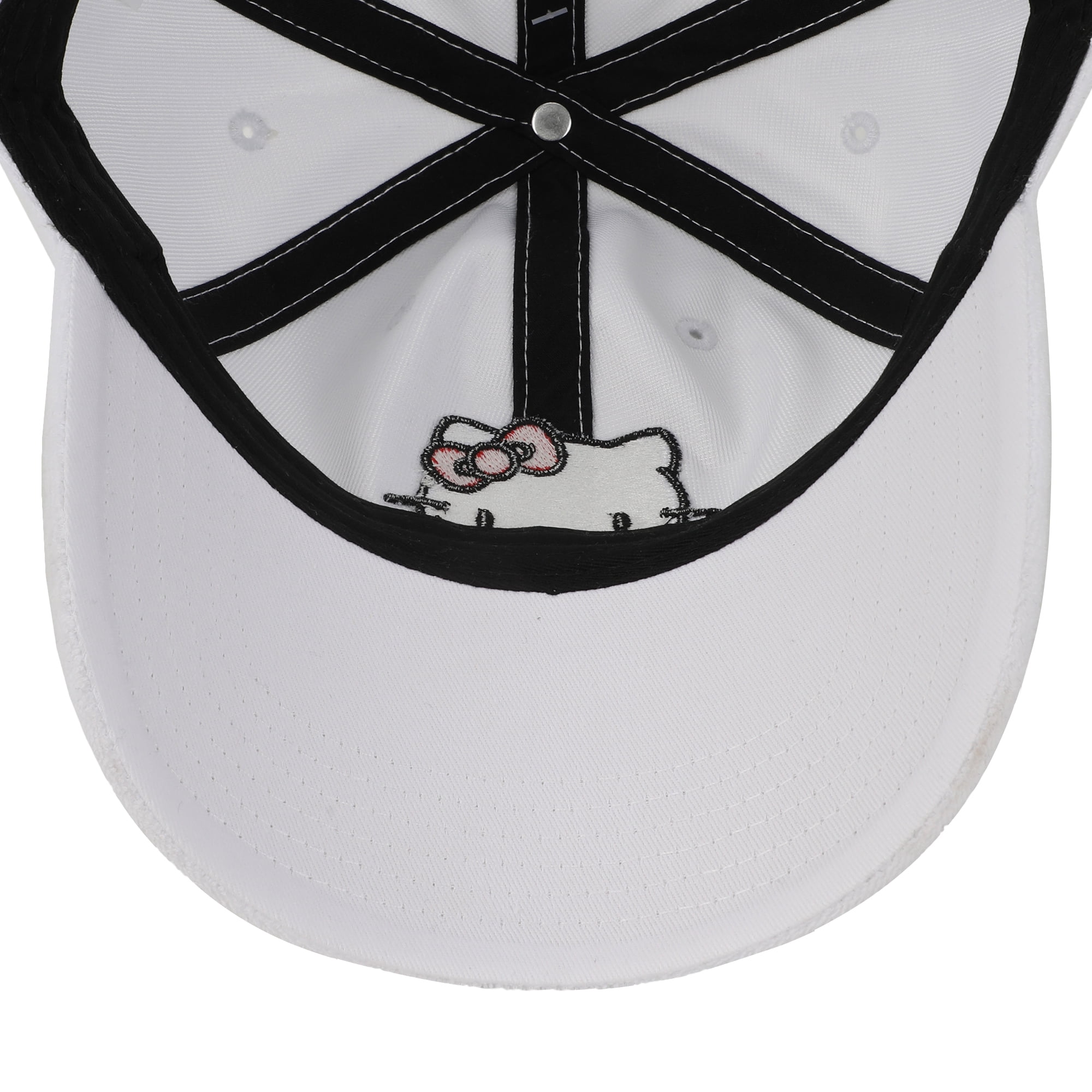 Hello Kitty Embroidered Character Head Art Adult White Baseball