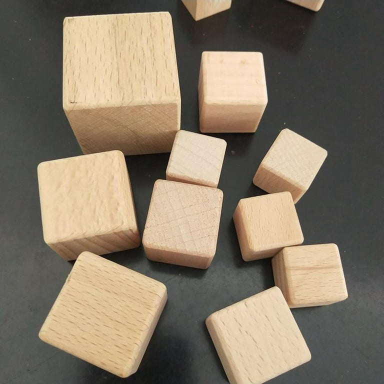 Wooden Cubes, 200 Pieces Natural Square Wooden Blocks Unfinished Craft  Wooden Squares