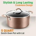 thumbnail image 2 of NutriChef 5 Quart Non Stick Dutch Oven with Lid & Stay Cool Handles, Brown, 2 of 6
