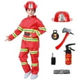 thumbnail image 2 of Fshinging Toddler Boy Clothes Hoodie Sweatsuits Tops and Pants Fireman Role Playing Three Piece School Toy Accessories Campus Jogger Pants Set, 2 of 8