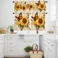 thumbnail image 3 of American Pastoral Sunflower Kitchen Curtains Valances and Tiers Set of 3 Retro Butterfly Floral Tier Curtains and Valance with Rod Pocket for Small Windows, 27.5"x36", 3 of 9