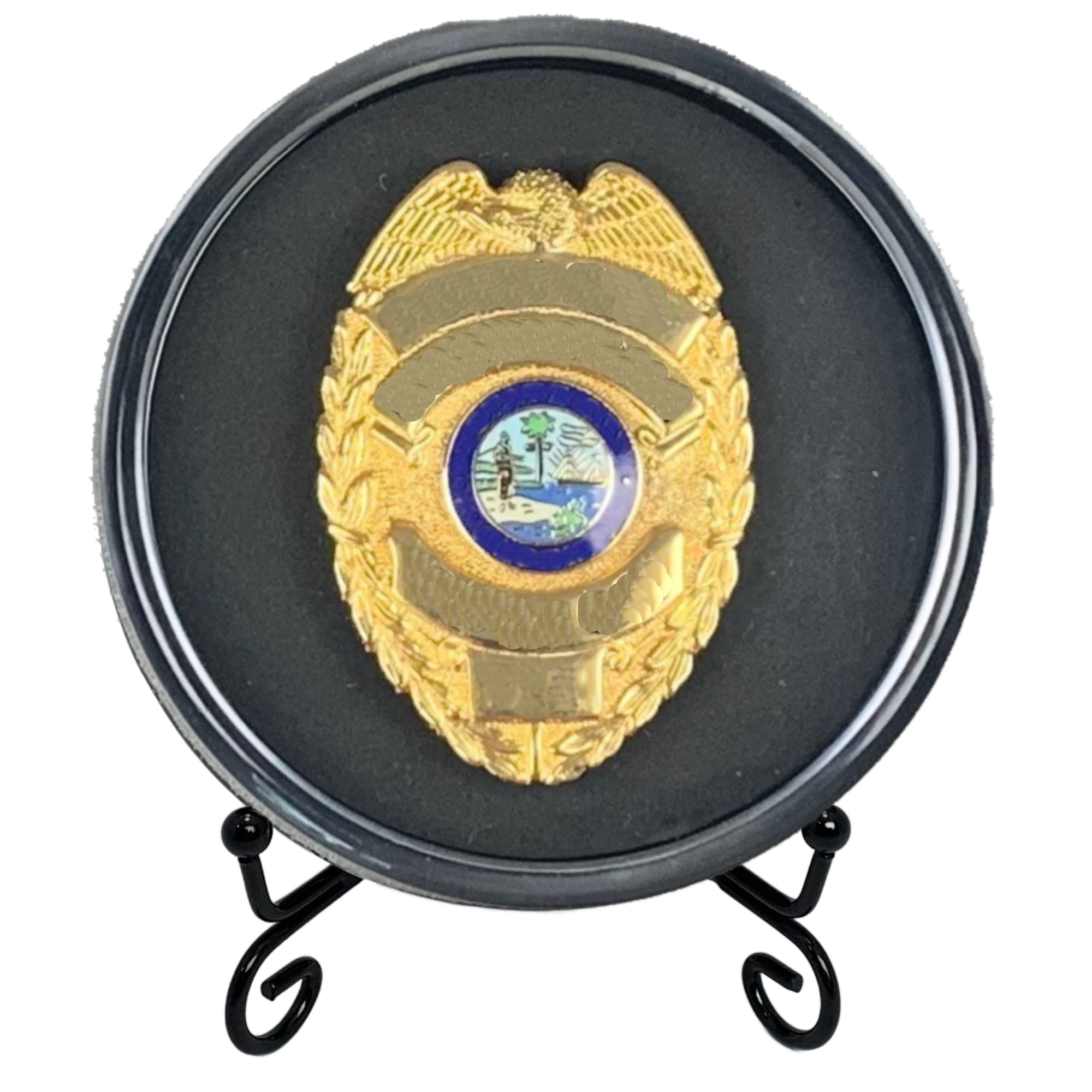 Kudos Badge Display Case with Stand Shadow Box for Policeman, Fire