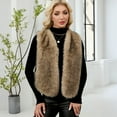 thumbnail image 5 of Stichou Women's Fuzzy Faux Fur Sleeveless Vest Teddy Coats Open Front Plush Waistcoat Outerwear Gray XL, 5 of 5
