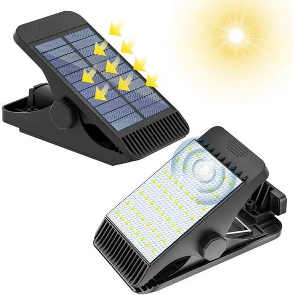 Clip on Solar Lights Outdoor, Motion Sensor Lights, Grill Lights for Outdoor Grill, 60 LED, 3 Light Modes, 3 Mounting Ways, Waterproof Security Light for Chicken Coop, Fence, Garden, Camping(2Pack)