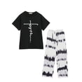 thumbnail image 5 of Fantaslook Womens Pajamas Sets Crewneck Short Sleeve Printed 2 Piece Outfits Set Tie Dye Casual Loungewear with Pockets, 5 of 9