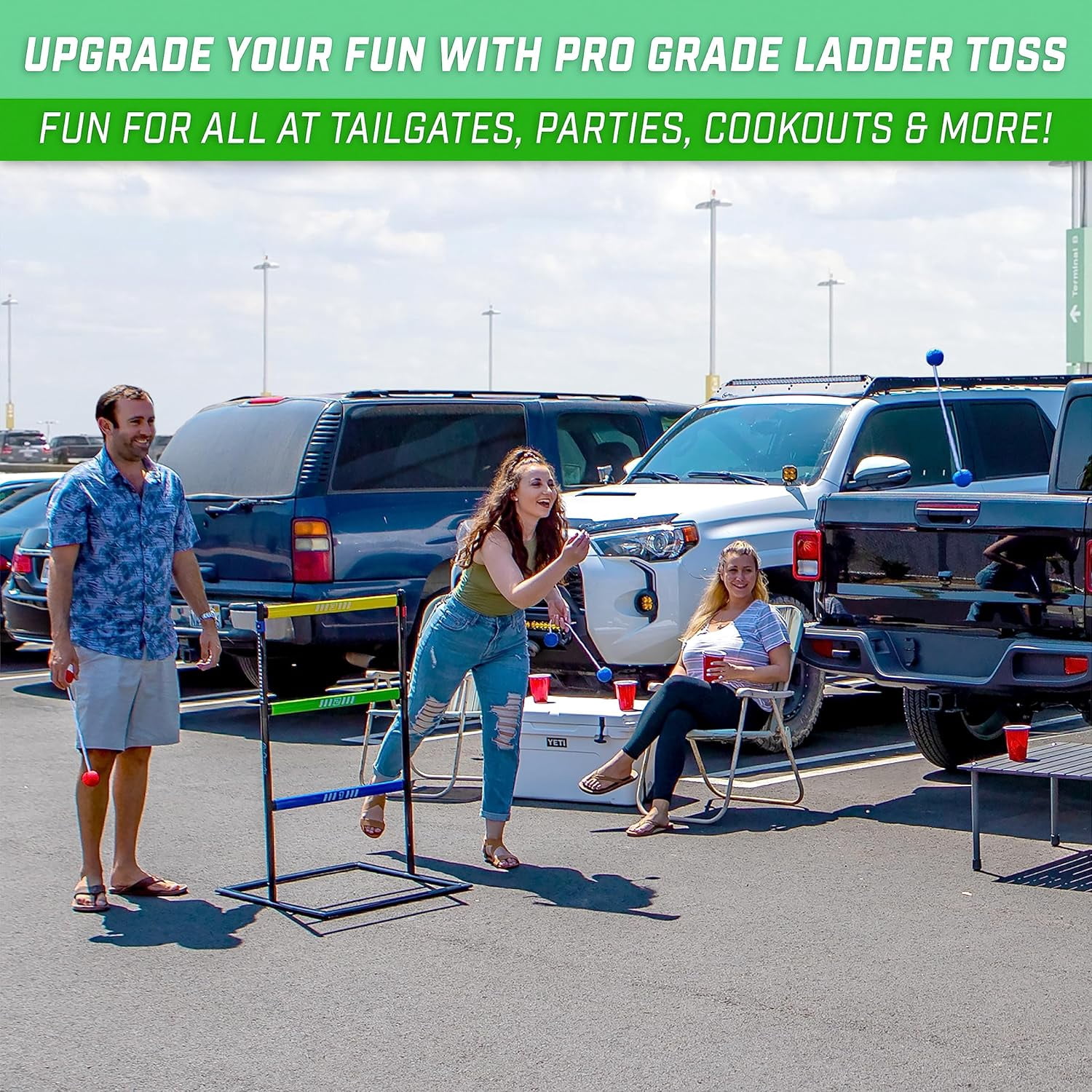 With 6 Soft Rubber Bolo Balls and Travel Carrying Case – Ladder Toss Indoor & Outdoor Game Set – Choose Pro or Classic