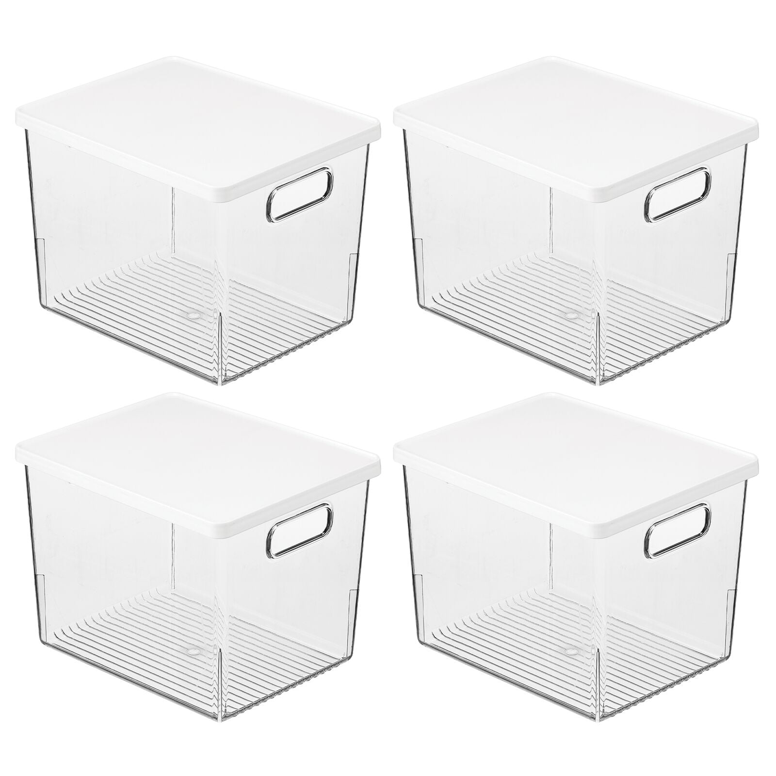 mDesign Deep Plastic Stackable Kitchen Storage Bin Box, Handles