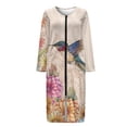 thumbnail image 4 of FKELYI Zippered Nightgowns for Women Ladies Long Sleeve Housecoat with 2 Large Pockets Hummingbird Bohemian Flower Print Comfy Loungewear Fall Winter Nightdress Sleepwear Dress, L, 4 of 6