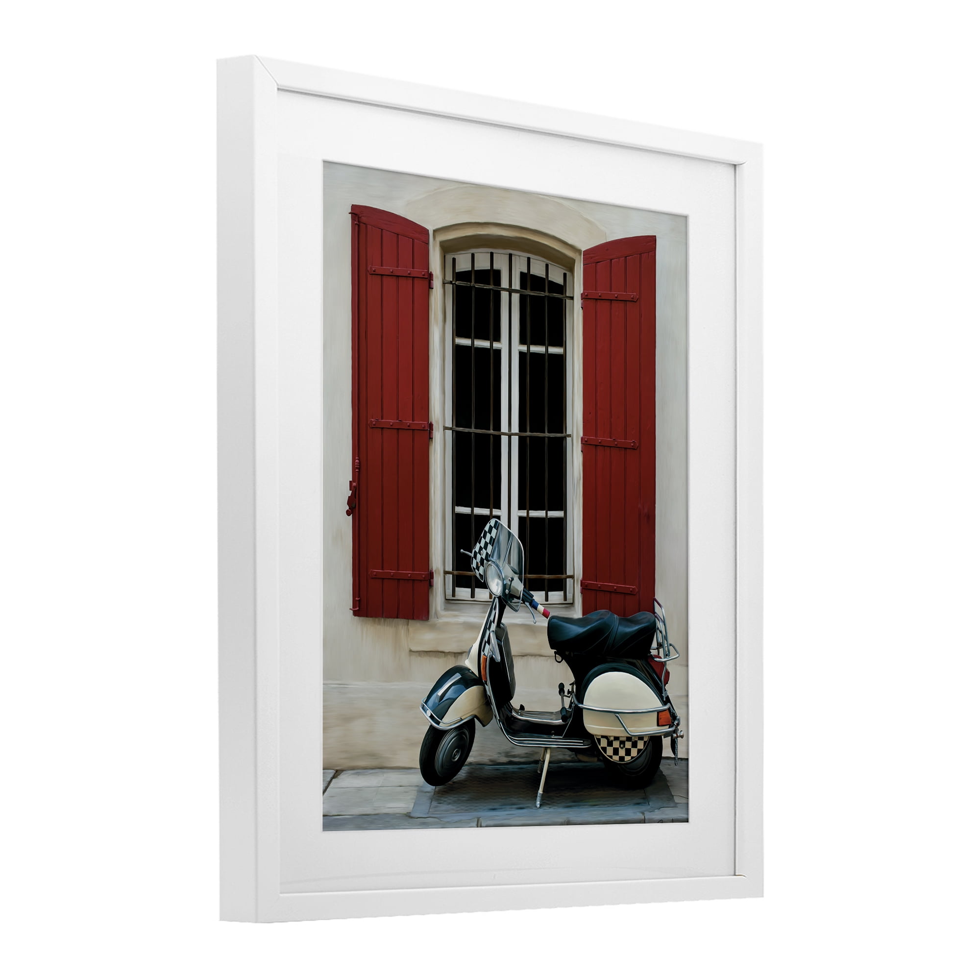 Stupell Industries Two Wheel Dream White Framed Print Under Glass, design by Renel Peters