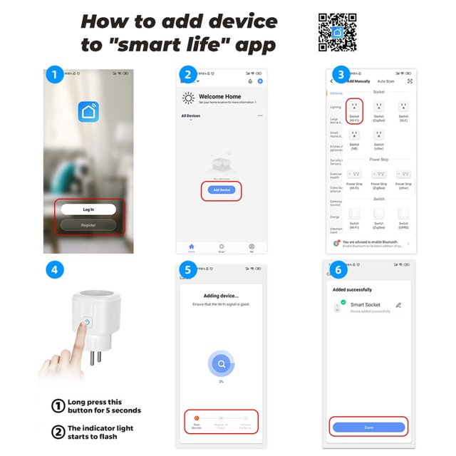 Tuya WiFi Smart Plug Control de voz para sala de estar Estudio Dormitorio (16A Blanco) Likrtyny Para estrenar
