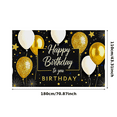 thumbnail image 3 of Black Background Happy Birthday Banner with Gold Glitter Balloons Stars Party Decors for Birthday Party Photography Props Celebrations Backdrop Decorations, 3 of 8