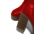 thumbnail image 3 of YDN Women Round Toe Platform Ankle Boots Side Zipper Chunky Stacked Heels Booties Fashion Office Daily Dress Shoes Size 10 Red, 3 of 4