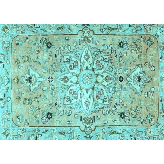 Ahgly Company Indoor Rectangle Persian Light Blue Traditional Area Rugs, 2' x 3'