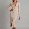 thumbnail image 1 of Vestido ajustado con cuello vuelto estilo sencillo vestido largo sencillo para mujer atuendo diario, 1 of 8
