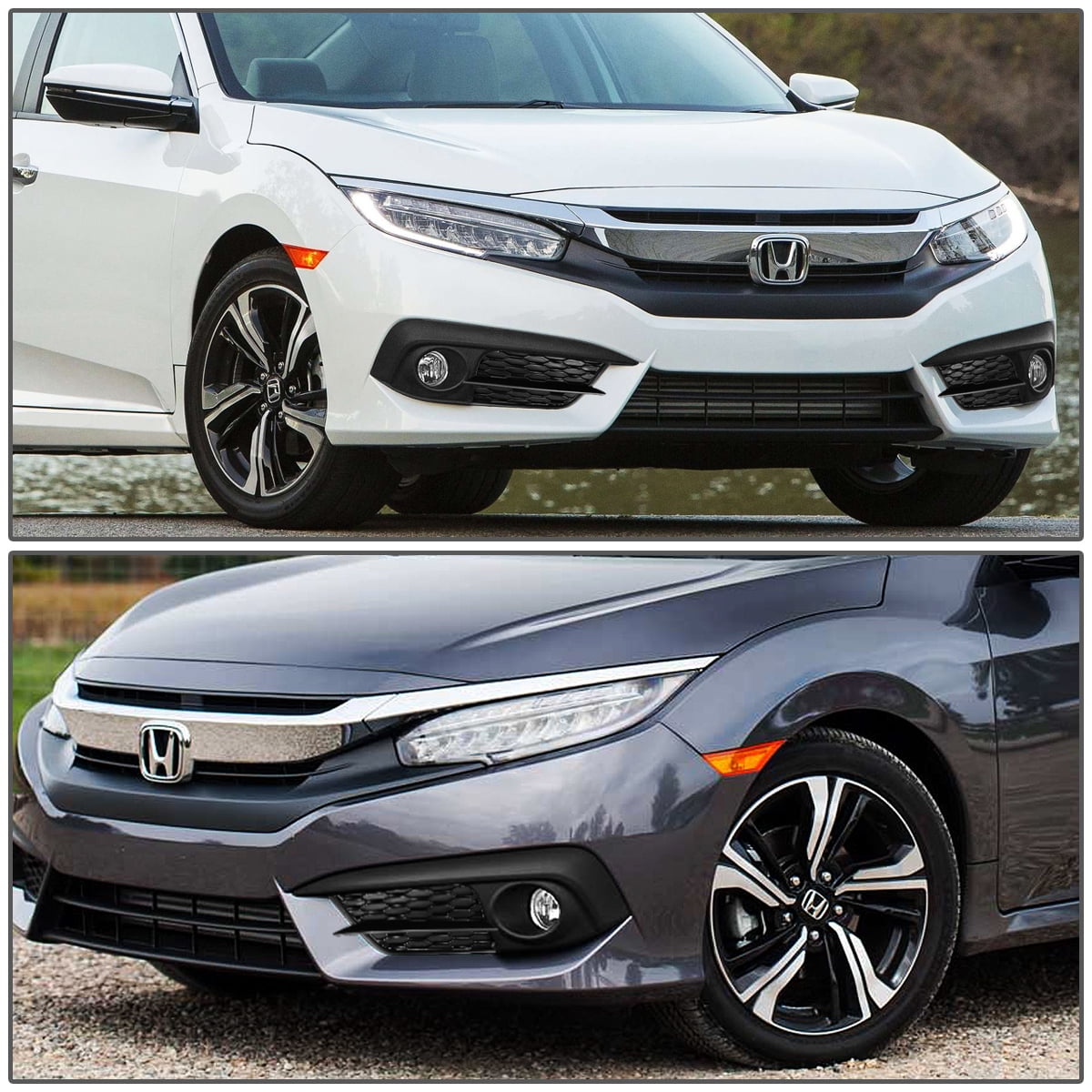 DNA Motoring FL-ZTL-175-CH For 2016 to 2017 Honda Civic FC Sedan/Coupe Front Bumper Fog Light Lamp+Switch Clear Lens