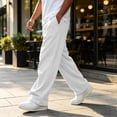 thumbnail image 5 of Men's Baggy Sweatpants Fashion Casual Wide Leg Drawstring Waist Jogging Pants Relaxed Fit Sweat Pants for Gym Athletic with Pockets White L, 5 of 8