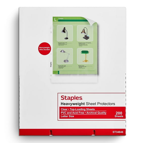 Staples Heavyweight Sheet Protector 8.5" x 11" Clear 200/Box (34846) ST34846/28494