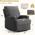 thumbnail image 2 of Classic Manual Recliner Chair for Adults, Soft Fabric Overstuffed Single Reclining Sofa Chair with Padded Backrest, Heavy Duty Recliners for Living Room, Bedroom，Grey, 2 of 7