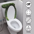 thumbnail image 4 of HELLHERO Universal Toilet Top Cover Set Fits All Toilet Shapes Adjustable Dustproof Toilet Cover Set Elastic Bottom Hotel Stays in Place 17"x21" Green Pattern, 4 of 5