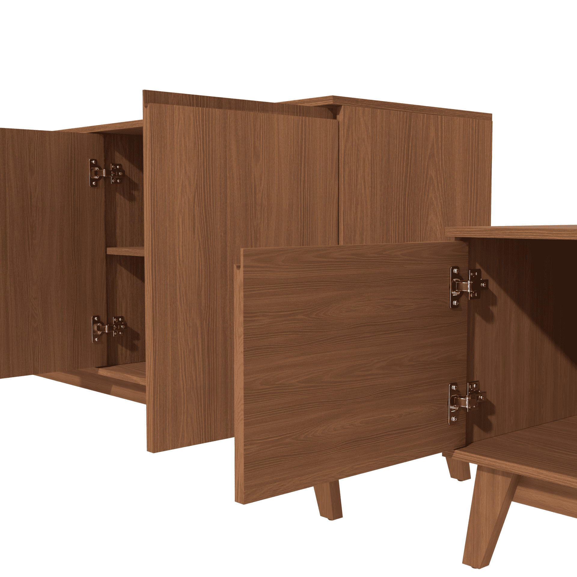 Kappesberg Living Room Furniture Set with 3-Door TV Stand and 4-Door Sideboard Golden Oak – Modern Storage Combo
