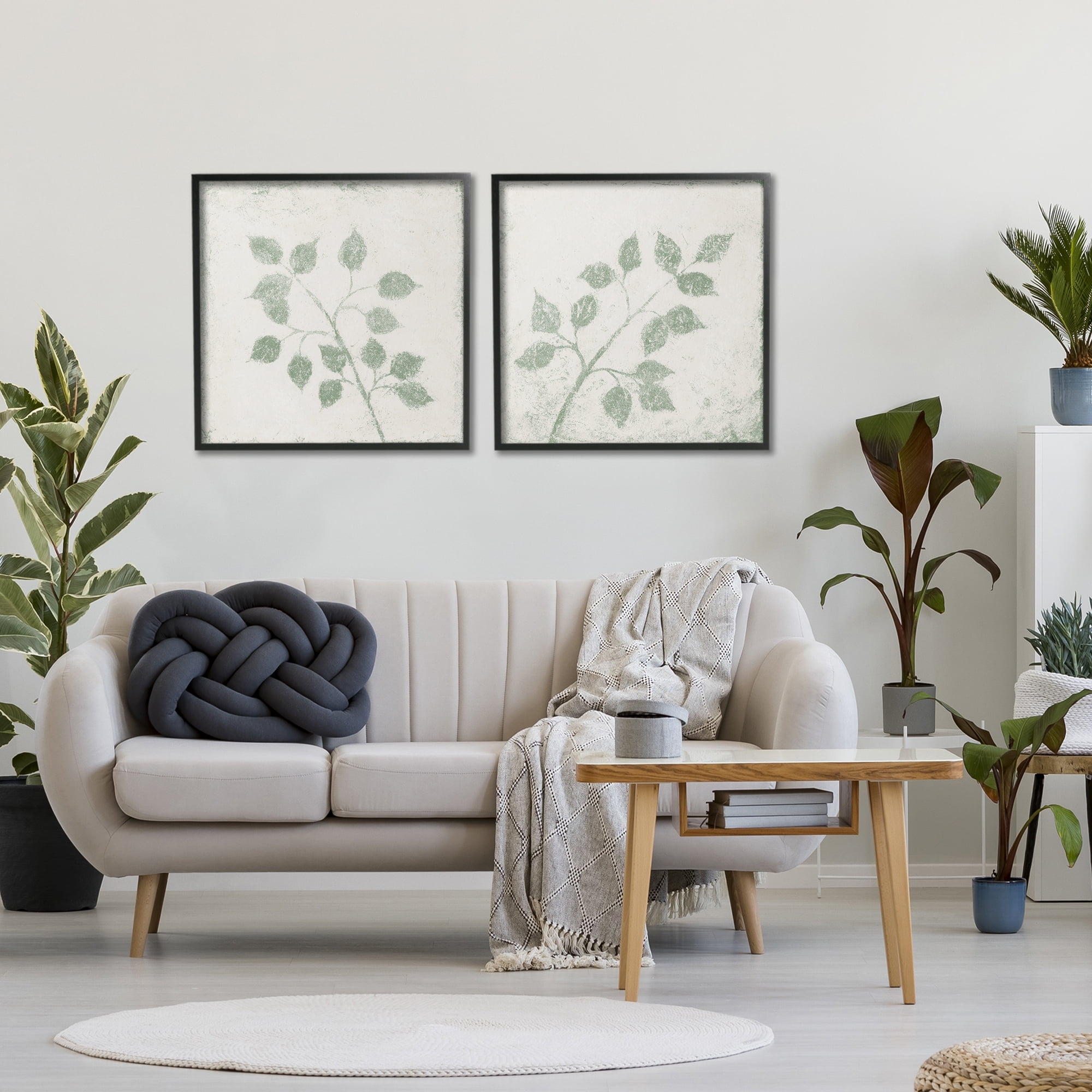 Stupell Industries November Leaves Soft Plants 2 Piece Black Framed Giclee Art Set, design by Michael Marcon