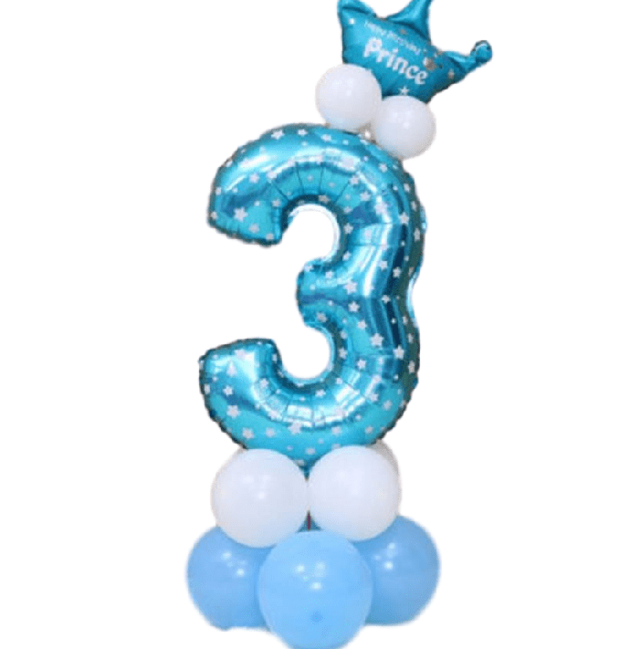 32" BLUE FOIL BALLOON NUMBERS SET HAPPY BIRTHDAY PARTY DECORATIONS BANNER BOYS