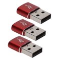 thumbnail image 4 of Paquete de 3 adaptadores de disco U USB 2.0 macho a tipo C hembra Adaptador USB a tipo C de metal para teléfono móvil portátil (rojo), 4 of 5