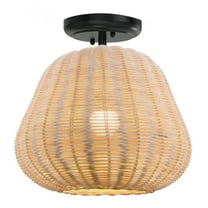 Better Homes & Gardens 13" Nature Woven Semi Flush Mounted Ceiling Light, Dimmable A19 Soft White