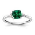 thumbnail image 4 of Auriga Fine Jewelry 925 Sterling Silver Created Emerald and Diamond Ring for Women Size 7, 4 of 6