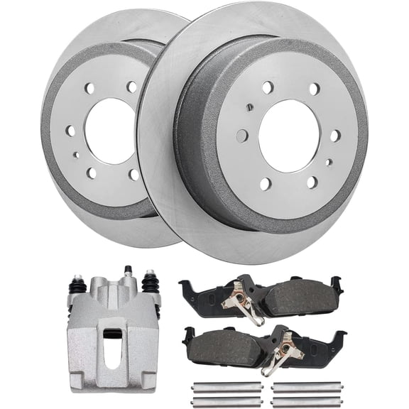 Detroit Axle - Rear Brake Kit for 04-11 Ford F-150, 06-08 Lincoln Mark LT, Disc Brake Rotors Ceramic Brake Pads Passenger Side Brake Caliper