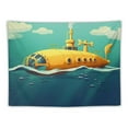 thumbnail image 5 of GOSMITH  Yellow Submarine Decor Tapestry, Illustration of a Submarine Under Sea Fish and Clouds, Wall Hanging for Bedroom Living Room Dorm, 60" X 40", Earth Yellow Navy Blue, 5 of 7
