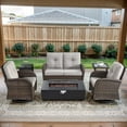 thumbnail image 2 of Opohoro 6-Piece Outdoor Patio Fire Pit Set with Gliding Loveseat and Flat Arm, 43" Fire Pit Table, Propane Tank Cover for Deck Backyard, 2 of 15