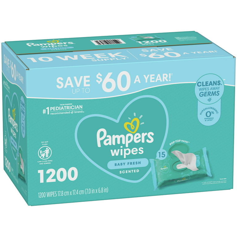 Pampers Lingettes Fresh Clean ECom 15x80, 1200 pièces