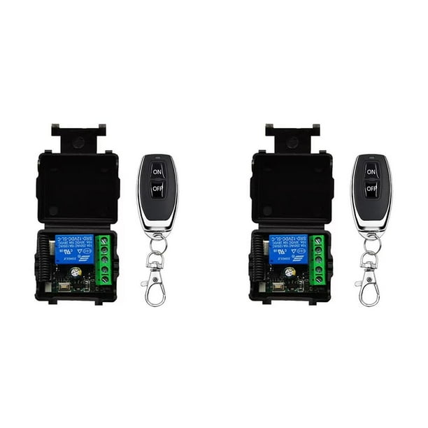 2X Interruptor de Control Remoto Inalámbrico de 433 MHz, Relé , Interruptor de Control Remoto de 12 V para Control de Bomba de Agua de Motor de Puerta de Garaje