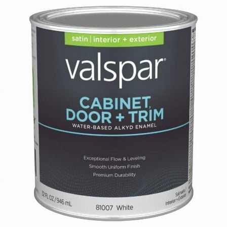Valspar 028.0081007.005 Enamel Cabinet Door Trim, Satin White