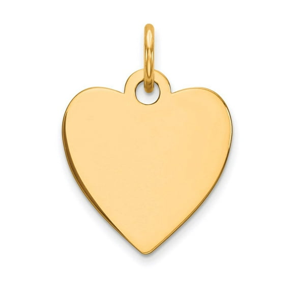 14k Yellow Gold Solid Polished Plain .013 Gauge Engraveable Love Heart Disc Charm 18x14mm Wide Pendant Necklace for Wome