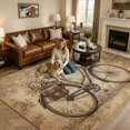 thumbnail image 2 of Area Rugs 5'x7', Romantic Roses Florals Carpet Runner Indoor Outdoor Rugs Home Decor Aesthetic, Vintage Bicycle Trees Rural Scene Non Slip Mats Washable Accent Rug for Living Room Bedroom, 2 of 7