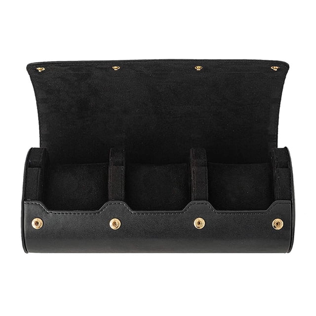 Sywqhk Estuche portátil de almacenamiento para relojes con 3 ranuras, soporte para caja de relojes Retro (negro)