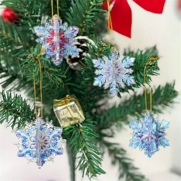 8 Pack 2.36Inch Snowflake Ornaments Crystal Christmas Ornaments Holiday Snowflake Ornament Christmas Tree Ornaments Pendant Crystal Sun Catcher Home Hanging Decoration