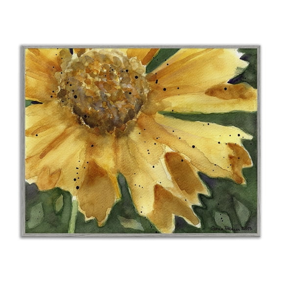 Stupell Industries Traditional Modern Sunflower Watercolor Gray Framed Giclee Art, 20 x 16, by Gloria Palmer