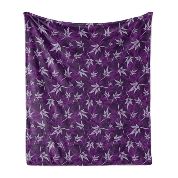 Indigo Soft Flannel Fleece Throw Blanket, Abstract Lily Flowers Pattern Country Garden Spring Summer Season Themed Image, Cozy Plush for Indoor and Outdoor Use, 50" x 70", Purple Lilac, by Ambesonne
