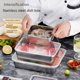 thumbnail image 3 of Cuenco cuadrado de acero inoxidable engrosado Plato cuadrado rectangular Cuenco para porciones de buffet Bandeja más profunda Cuenco para verduras de comida rápida con tapa Caja cuadrada, 3 of 4