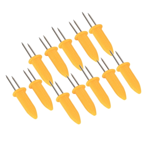Tebru Stainless steel Corn Holders, 12PCS Stainless Steel BBQ Corn Holders Skewers Prongs Corn On The Cob Holders Barbecue New, Corn BBQ Fork