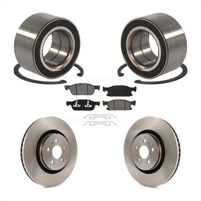Transit Auto Front Wheel Bearing Disc Brake Rotors and Semi-Metallic Pads Kit for Car 2015 Ford Edge with 345mm Diameter Rotor KBB-102637