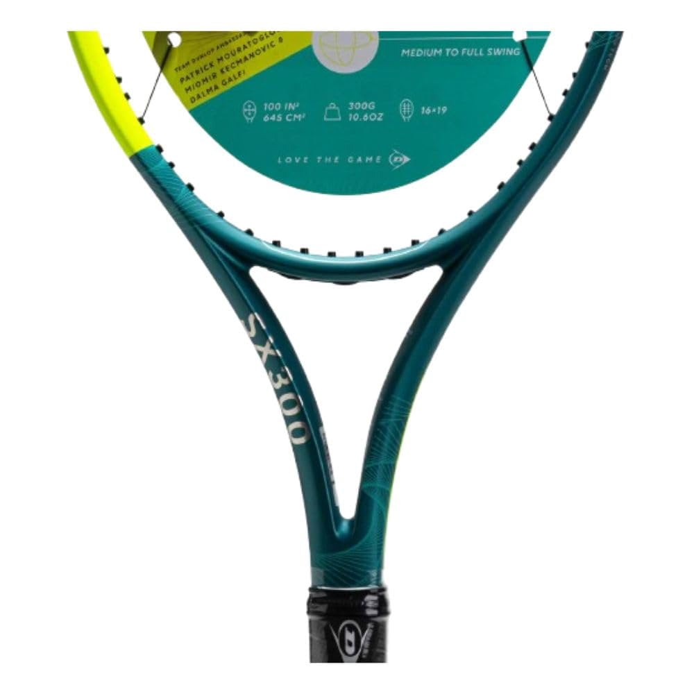 Dunlop SX 300 Tennis Racquet, Yellow and Teal/Black 4 3/8