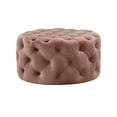 thumbnail image 2 of Inspired Home Tracy Velvet Cocktail Ottoman Allover Tufted Round Castered Legs Contemporary, Blush, 2 of 7